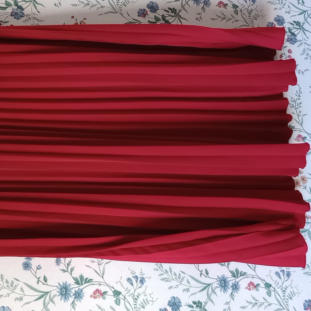 H&M Long Red Pleated Maxi Skirt - Picture 4 of 11
